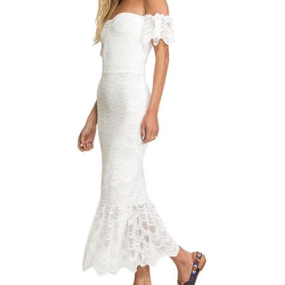Aqua white lace off the shoulder dress NWT